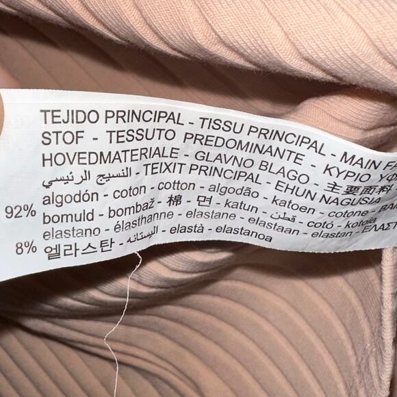 Zara Light Pink Collared Ribbed Cropped Baby Polo Top Size Large - Picture 4 of 10